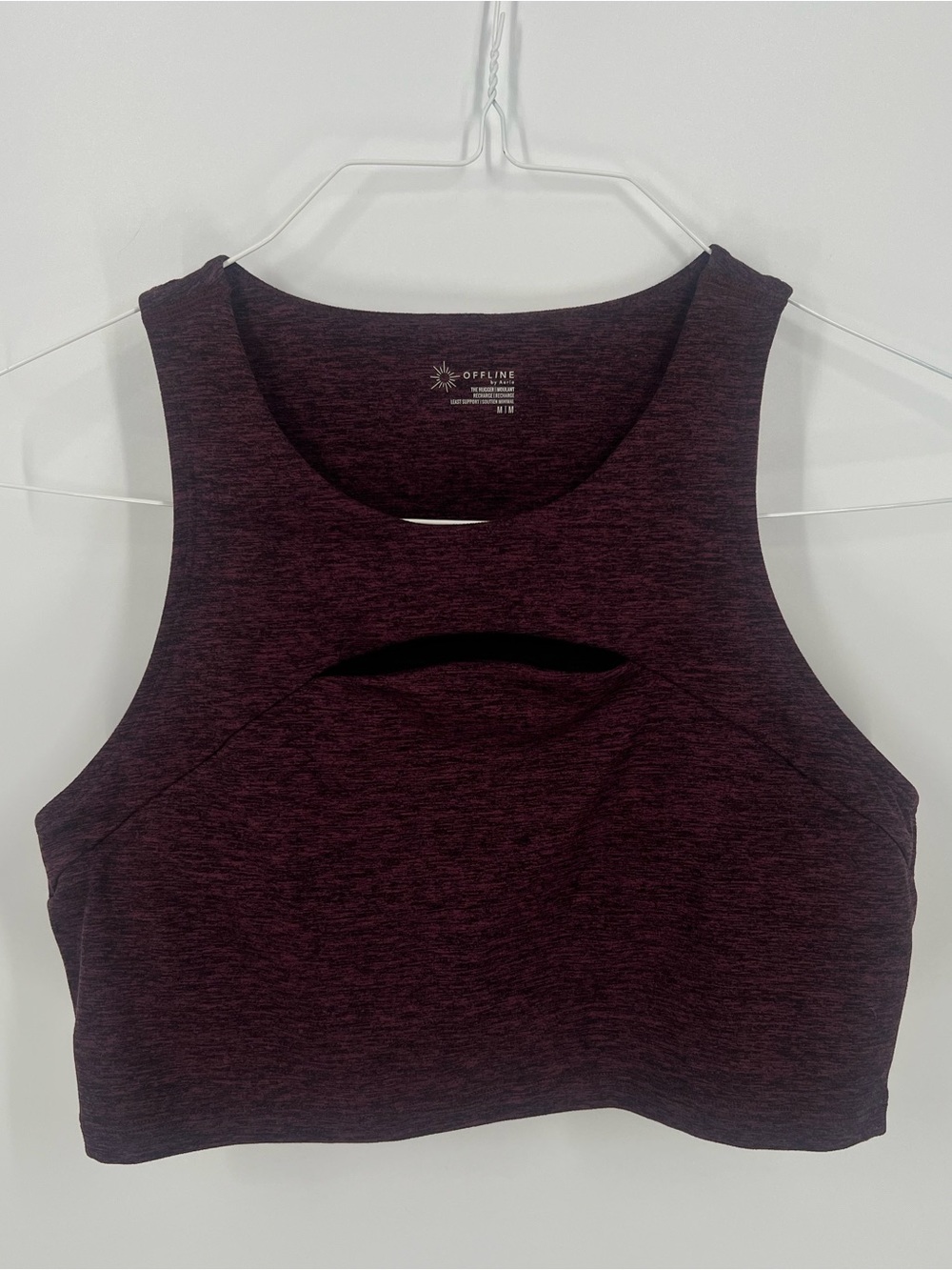 Offline by Aerie The Hugger Heathered Burgundy Sports Bra Size Medium